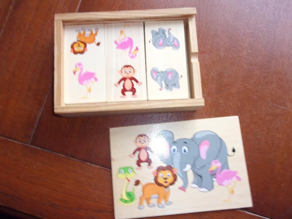 Houten DOMINO (BEESTJES), NIEUW, Een of twee spelers, Ophalen of Verzenden, Nieuw