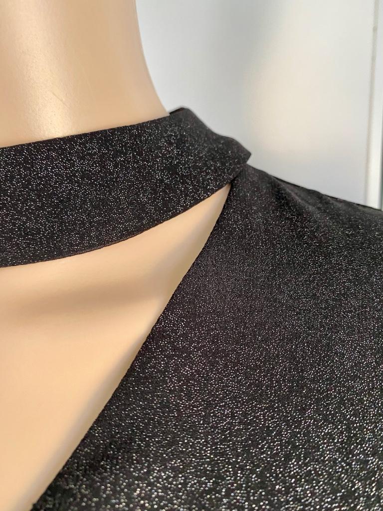 H278 Object maat M=38/40 top blouse blousje zwart/zilver, Kleding | Dames, Tops, Maat 38/40 (M), Zwart, Object, Ophalen of Verzenden