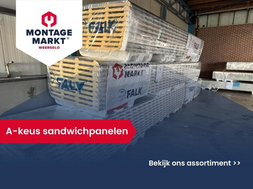 A-keus sandwichpanelen | Dak & Wand | Falk | Grote voorraad, Doe-het-zelf en Verbouw, Platen en Panelen, Ophalen, Nieuw, Overige materialen