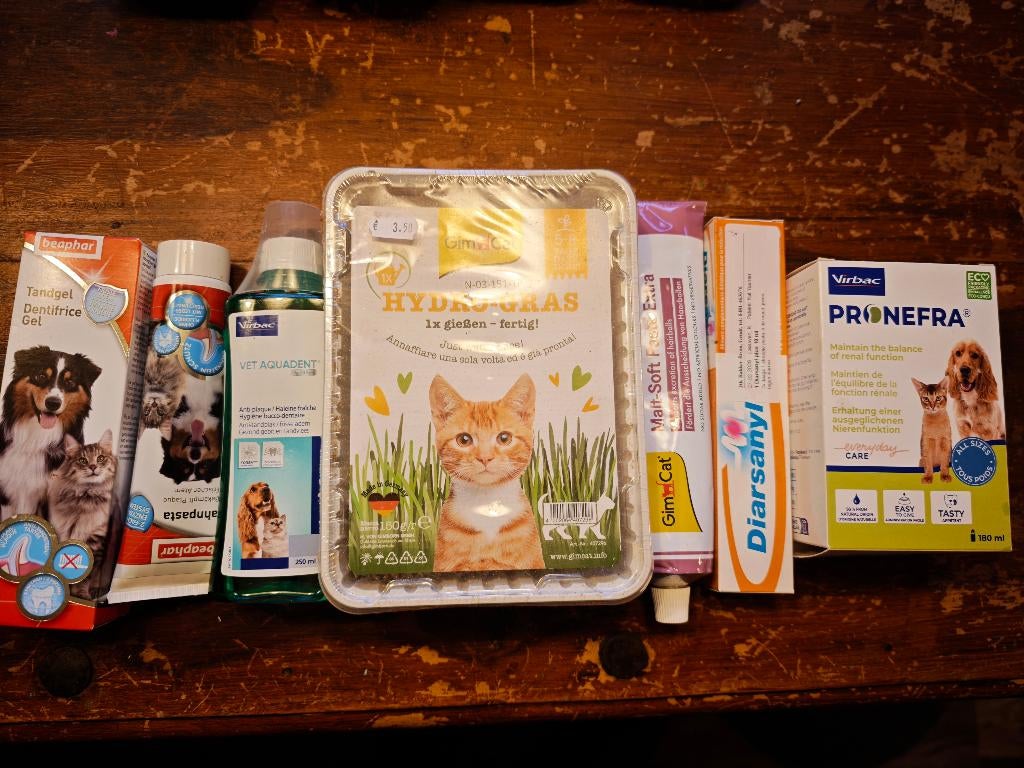 Tandverzorging, haarbal, nierondersteuning, medicatie, Ophalen, Kat