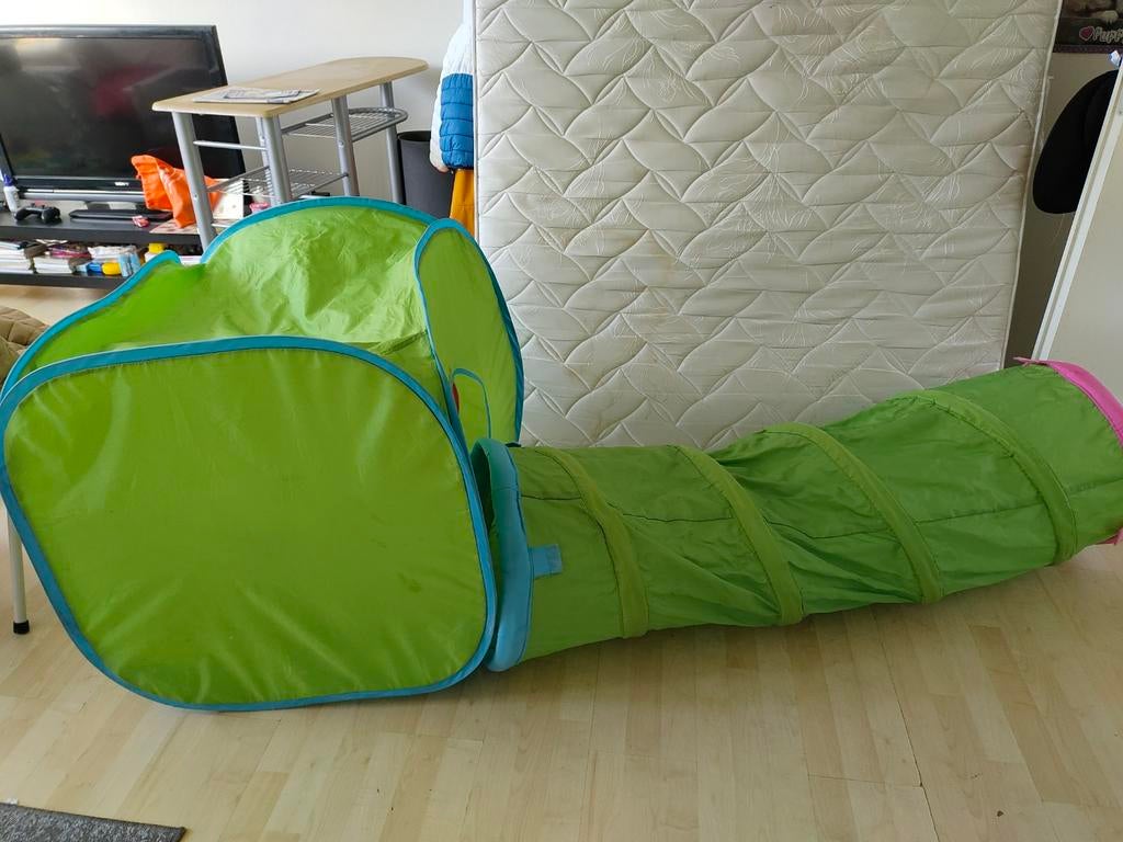 Kinderspeeltent met tunnel - Groen, Ophalen of Verzenden, Gebruikt