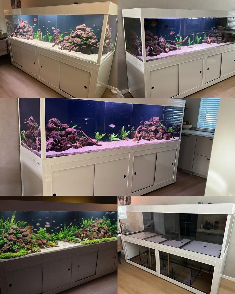 (Moet weg) Aquarium 250x80x80 (groot/zwaar aquarium), Ophalen, Gebruikt, Overige merken, Inclusief deksel