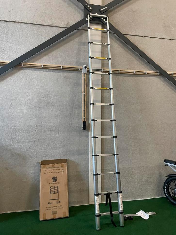 Nieuwe Nürnberg 3.8 of 4.4M telescoop ladder, Doe-het-zelf en Verbouw, Ladders en Trappen, Nieuw, 4 meter of meer, Opvouwbaar of Inschuifbaar