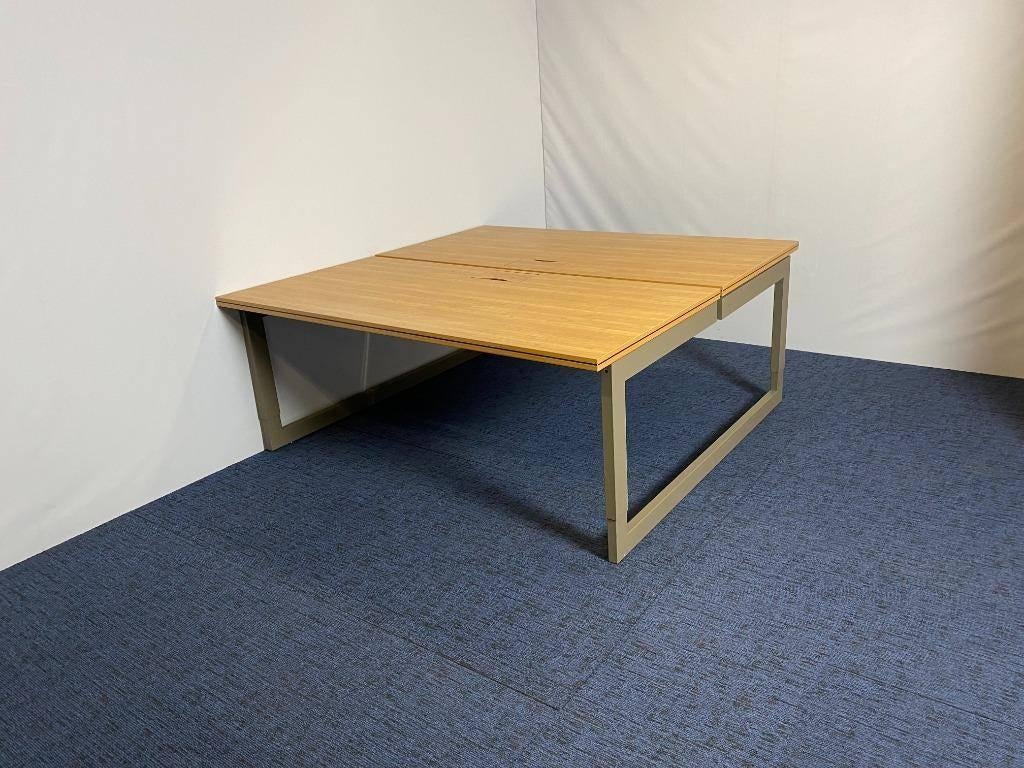 7 x Bench bureau Ahrend, bamboe, 180 x 190 cm., Ophalen, Gebruikt, In hoogte verstelbaar, 180 cm