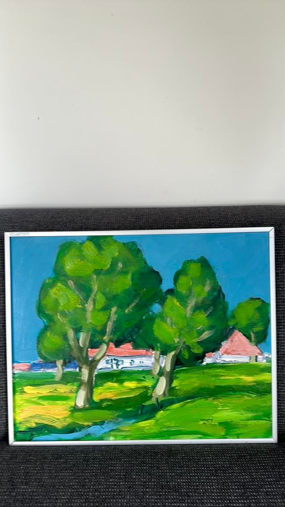 Prachtig olieverf schilder Friese boerderij Wim vd Veer, Ophalen of Verzenden