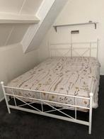 Stijlvol wit ijzeren bed - 1.40m x 2.00m (zonder matras), Huis en Inrichting, Slaapkamer | Bedden, Ophalen, Gebruikt, Wit, Tweepersoons