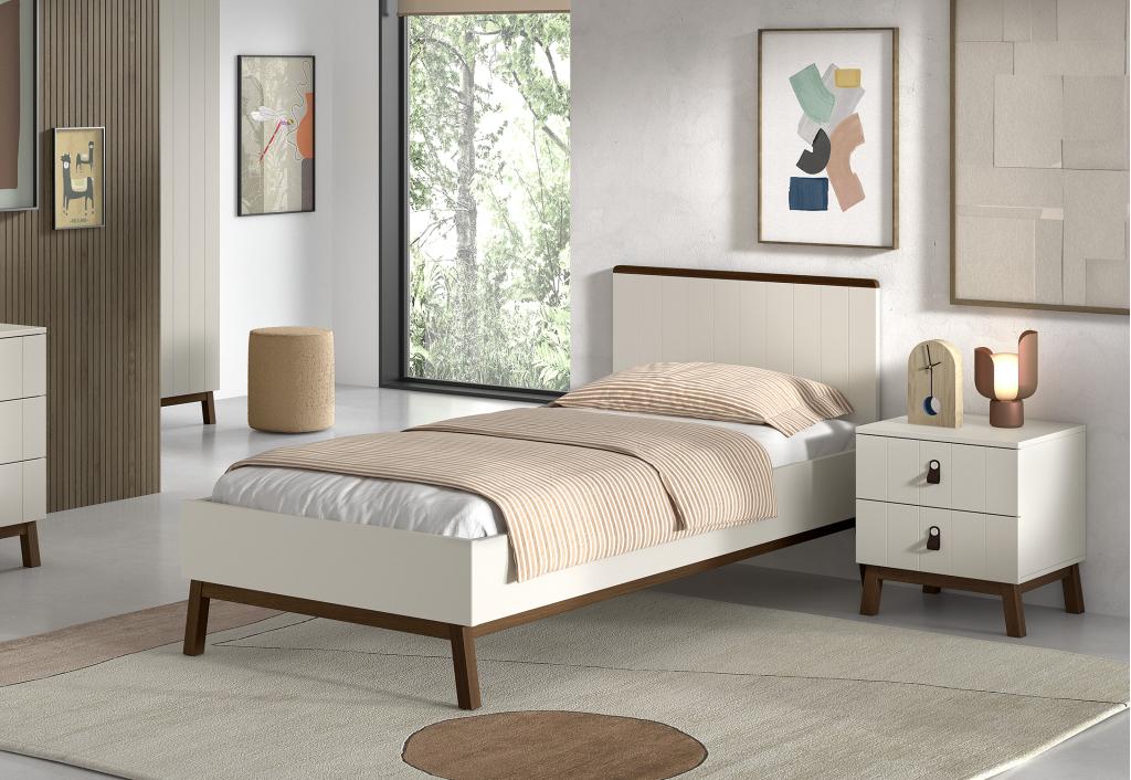 Sezane 1-persoonsbed - Clay/walnoot, Niet ingevuld, Niet ingevuld, Niet ingevuld