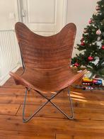 Echte leren vlinderstoel, Huis en Inrichting, Stoelen, Ophalen, Zwart, Leer, Zo goed als nieuw