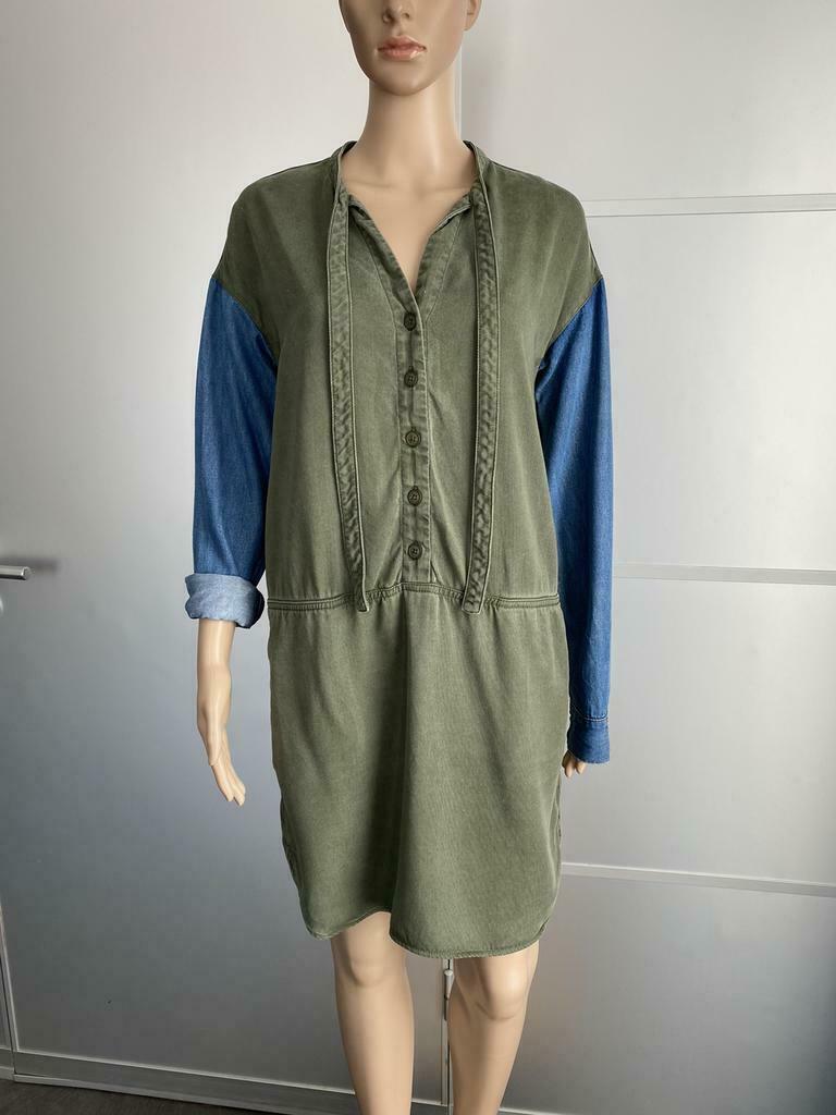F1280 Riverwoods: maat 34/36=XS/S tuniek jurk spijker groen, Kleding | Dames, River Woods, Ophalen of Verzenden, Zo goed als nieuw