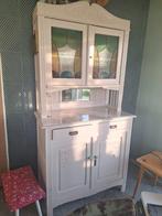 Mooie brocante kast met glas-in-lood ramen in 2 delen, Ophalen