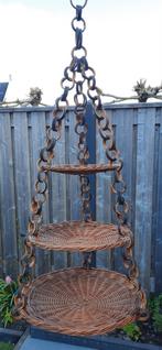 Vintage Hangmand - Riet en Hout - 3 Lagen, Gebruikt, Mand, Rond, Ophalen of Verzenden