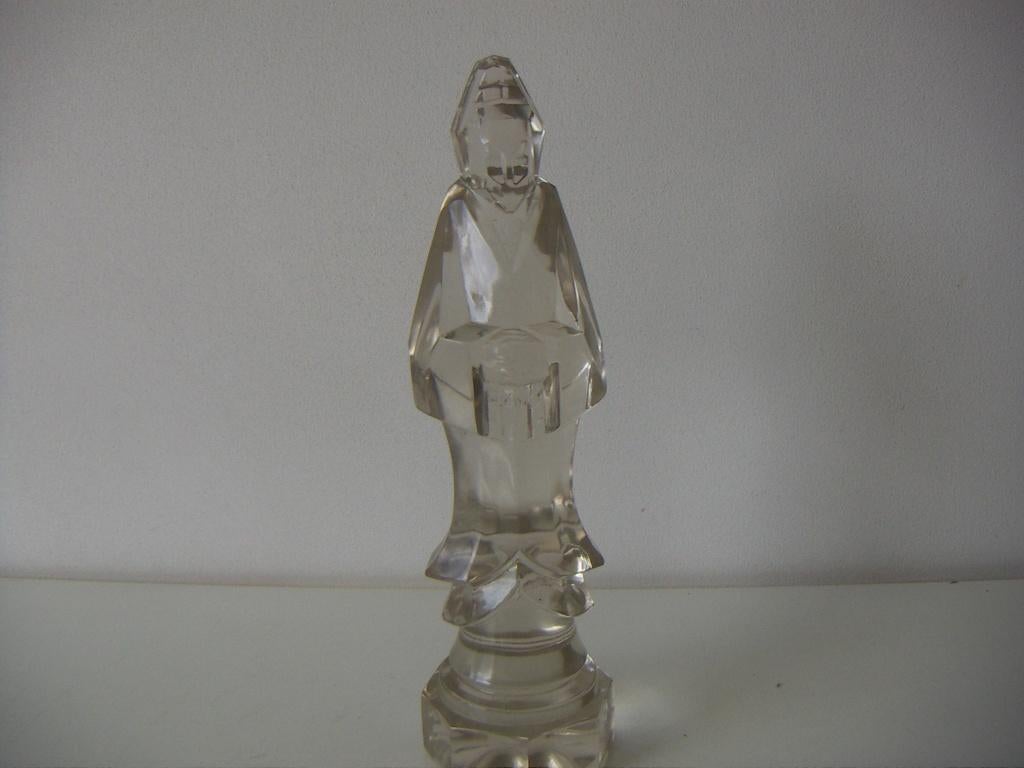 Geslepen massief glas. Beeld van Quan Yin China 1920-1940., Ophalen of Verzenden