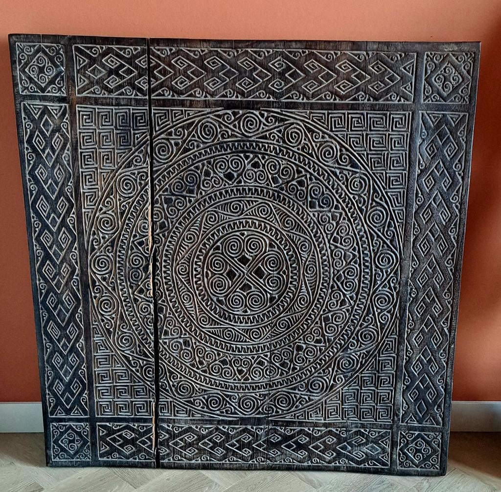 Wandpaneel hout vierkant 100cm Indonesie, Ophalen