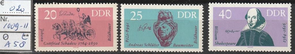 DDR Beroemde Kunstenaars Michel 1009-11 Nr.A58p, Verzenden, DDR, Postfris