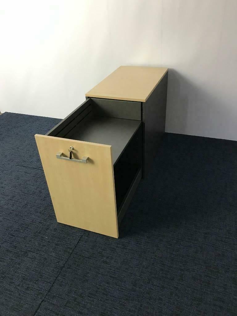 2 x Steelcase ladekast, ahorn/antraciet, Huis en Inrichting, Kasten | Ladekasten, Ophalen, Gebruikt, 50 tot 100 cm, 3 of 4 laden