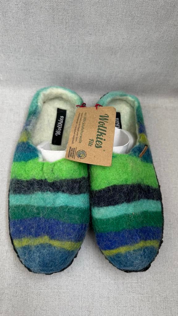 Wollkies vilten pantoffels - Maat 40 - Nieuw, Ophalen of Verzenden, Nieuw, Groen, Pantoffels of Sloffen