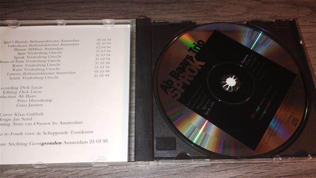 Ab Baars Trio ‎- Sprok, Ophalen of Verzenden, 1980 tot heden, Zo goed als nieuw, Jazz