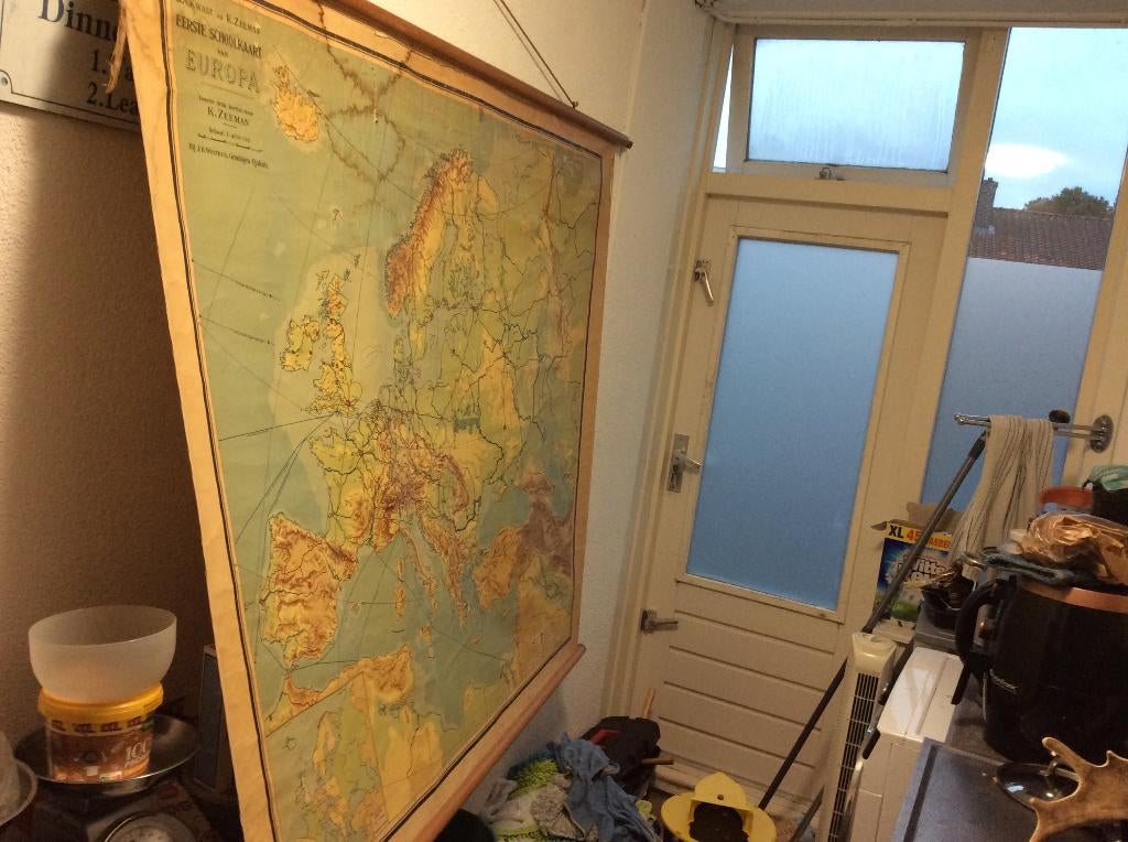 B.A Kwast en K Zeeman eerste schoolkaart Europa 2e druk 1955, Antiek en Kunst, Antiek | Schoolplaten, Ophalen, Aardrijkskunde