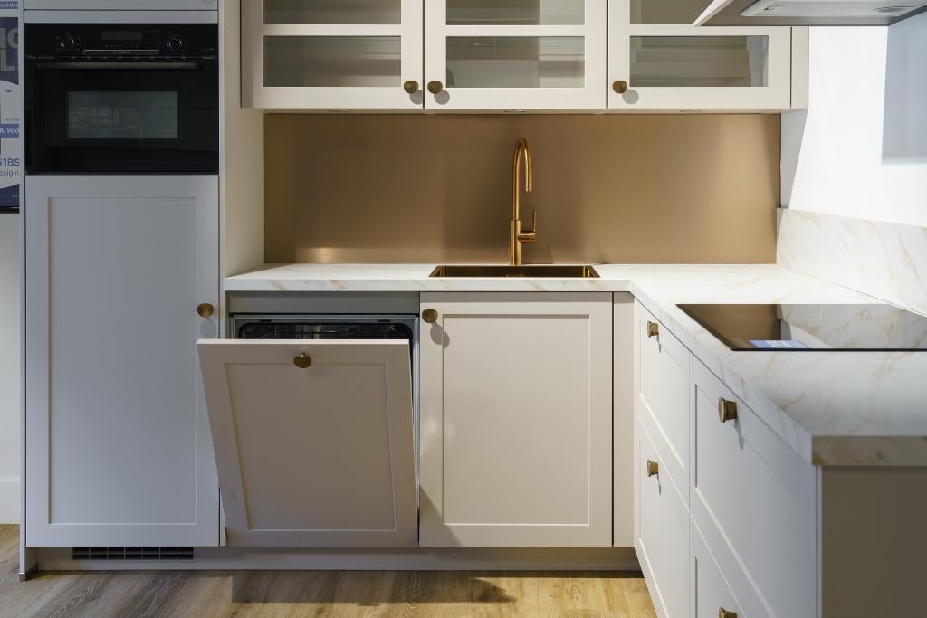 Scandinavische keuken nordic zand, Hoekkeuken, Nieuw, Ophalen of Verzenden, Kunststof