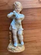 Beeld meisje met konijn ( aardewerk), Ophalen of Verzenden, Gebruikt, Mens