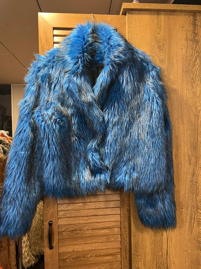 mooi blauw bontjasje, Kleding | Dames, Jassen | Winter, Ophalen of Verzenden, Zo goed als nieuw, Maat 38/40 (M), Blauw
