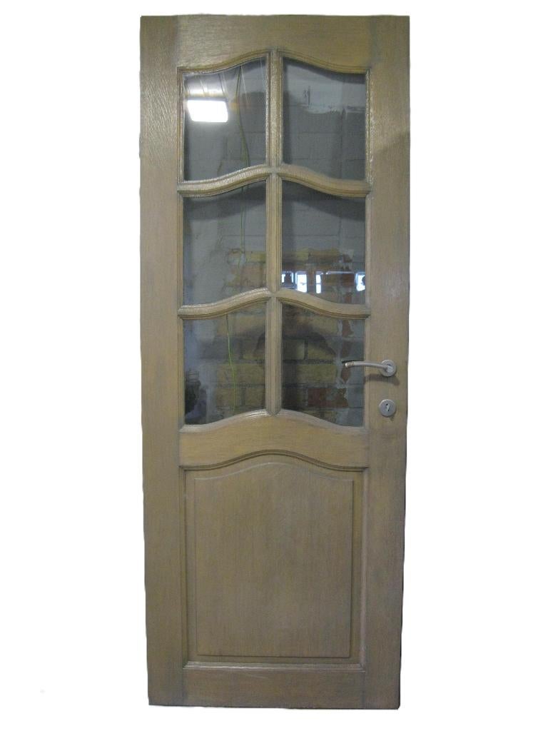 Eiken deur met mooi donker glas., Ophalen, 120 cm of meer, Binnendeur, Glas