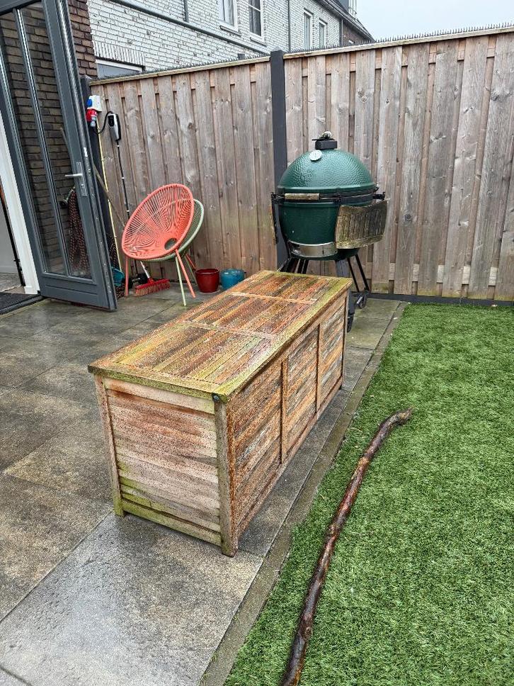 Teakhouten opbergkist, Tuin en Terras, Bergingen en Tuinkasten, Zo goed als nieuw, Overige typen, Hout, Ophalen