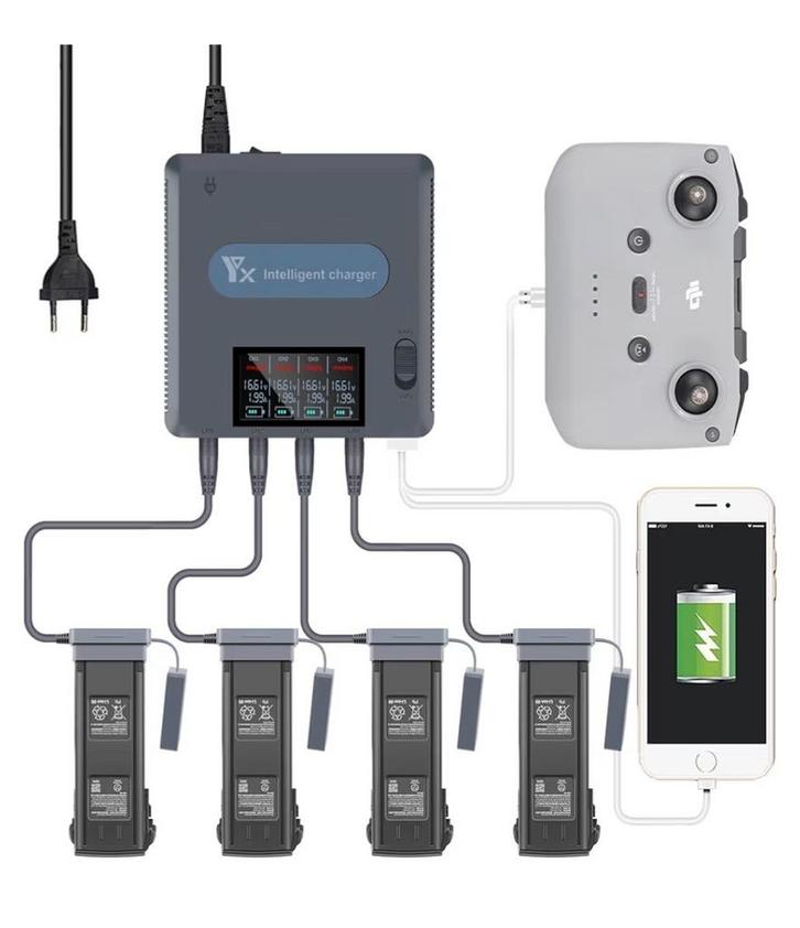 Acculader voor DJI Mavic 3 batterijen met display, Audio, Tv en Foto, Drones, Ophalen of Verzenden