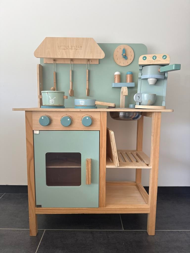 Little Dutch houten speelkeuken blauw groen met accesoires, Ophalen, Gebruikt, Hout, Speelkeuken