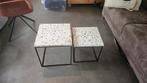 Set van 2 Terrazzo bijzettafels - passen onder elkaar, Ophalen, Minder dan 55 cm, Gebruikt, Vierkant