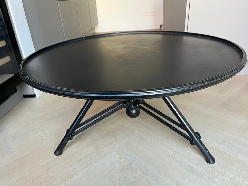 Loods 5 zwart metalen salontafel, Huis en Inrichting, Tafels | Salontafels, Ophalen, Gebruikt, 50 tot 100 cm, Rond