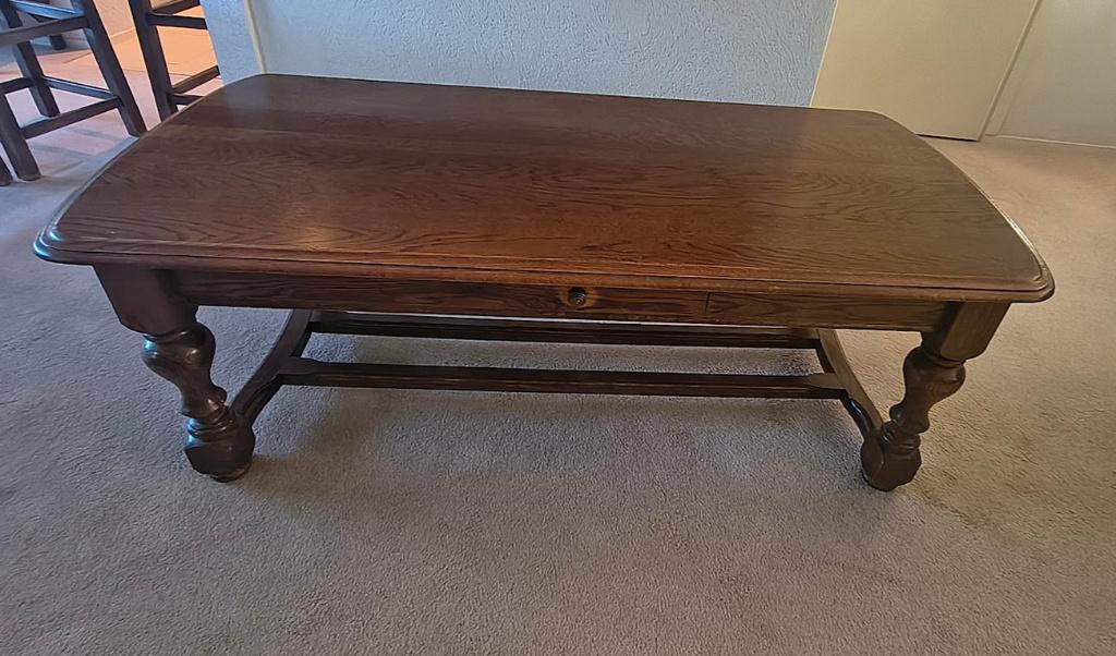 Salontafel (eiken), Huis en Inrichting, Tafels | Salontafels, Ophalen, Gebruikt, 100 tot 150 cm, Klassiek