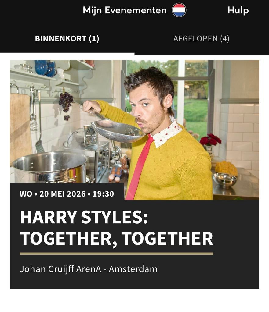 Harry styles kaartje, Eén persoon