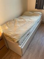 IKEA FLEKKE uitschuifbed met lades en matrassen, Huis en Inrichting, Gebruikt, Wit, Tweepersoons, Ophalen of Verzenden