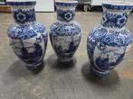 Set van 3 Delfts Blauwe Vazen met Molenlandschap, Ophalen of Verzenden