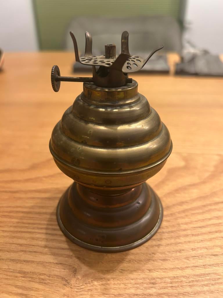 Oude olielamp messing, Ophalen of Verzenden