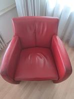 2 Leolux fauteuils in rood leer, Huis en Inrichting, Fauteuils, Ophalen, Gebruikt, 75 tot 100 cm, Leer
