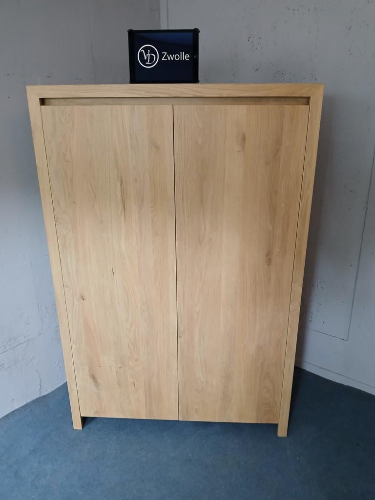 Kast strak massief eiken greeploos op maat #WINKEL# 2 deurs, Ophalen of Verzenden, Nieuw