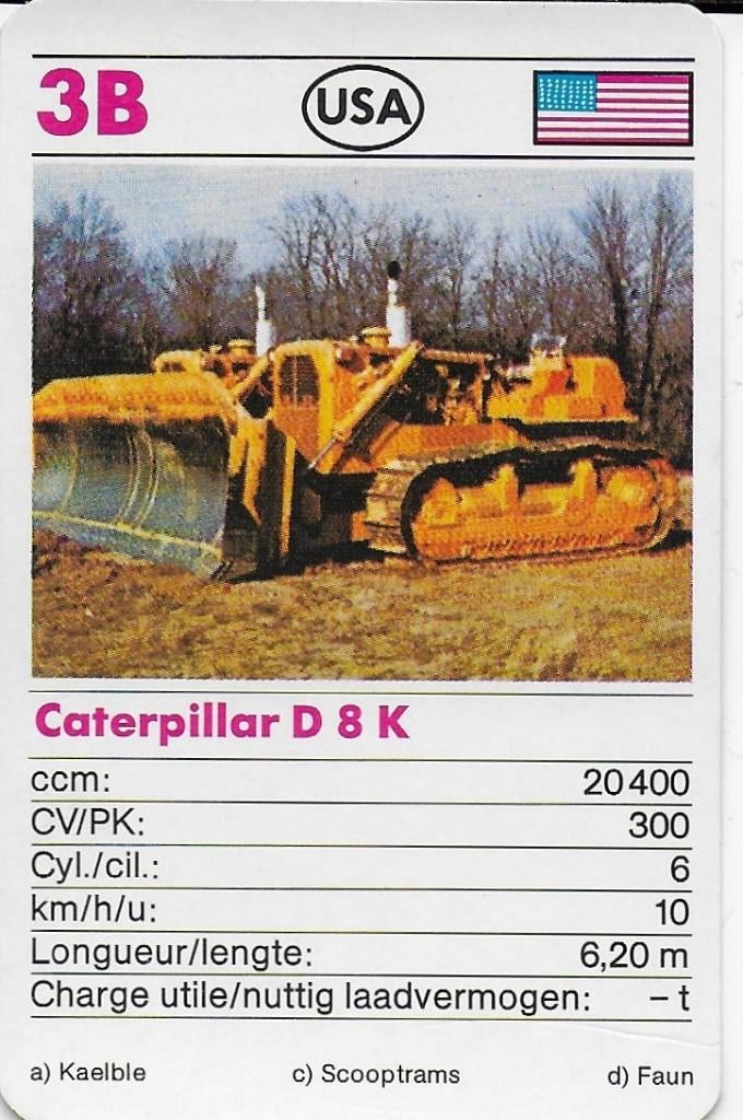 B353 autokaartje 3B caterpillar d 8 k, Ophalen of Verzenden, Zo goed als nieuw, Auto's