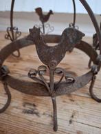 Oude verweerde brocante smeedijzeren wildkroon, 8 haken, Ophalen of Verzenden