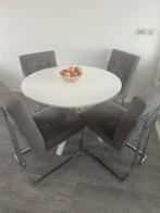 Stoelen eethoek, Gebruikt, Velours, Ophalen of Verzenden, Grijs