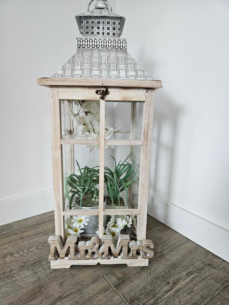 Decoratieve Lantaarn met Mr & Mrs Tekst, Ophalen, Zo goed als nieuw, Landelijk, Romantisch, Shabby Chic