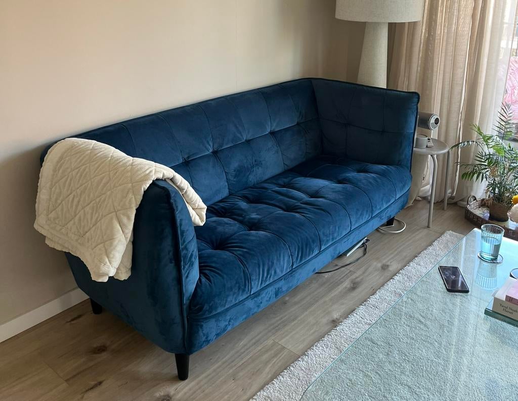 Leuke blauwe bank, Ophalen, Gebruikt, 150 tot 200 cm, 75 tot 100 cm