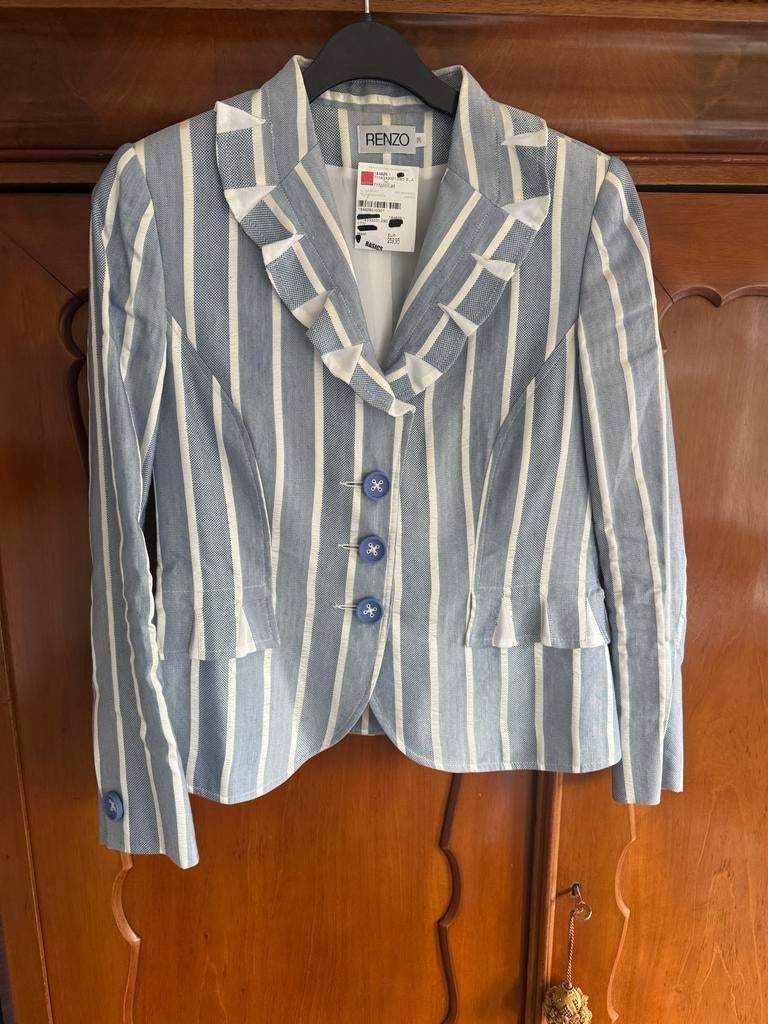 Stijlvol nieuw Renzo gestreept jasje, Kleding | Dames, Maat 38/40 (M), Blauw, Nieuw, Ophalen of Verzenden
