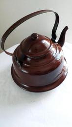 EMAILLE DONKERBRUINE ZAKKETEL BEGIN 1900, Ophalen of Verzenden