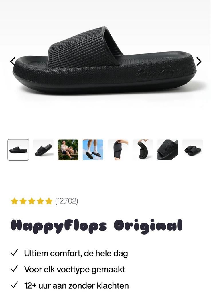 HappyFlops original zwart maat 42/43 Nieuw, Kleding | Heren, Schoenen, Slippers, Zwart, Nieuw, Ophalen of Verzenden