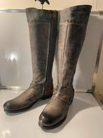 Yellow Cab NY Biker Knee High Women Leather Boots 40, Hoge laarzen, Ophalen of Verzenden, Zo goed als nieuw, Grijs