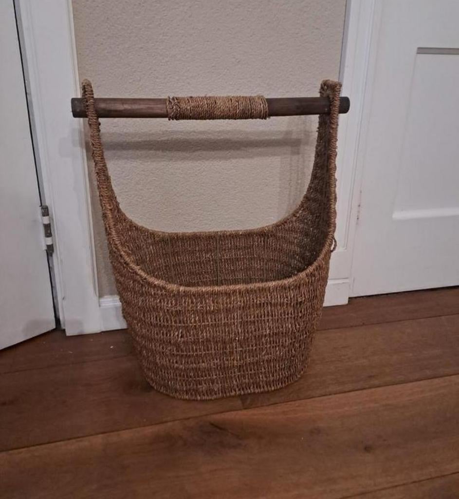 Leuke lectuurbak, paraplumand, van gevlochten hout, Ophalen, Zo goed als nieuw, Rechthoekig, Hout