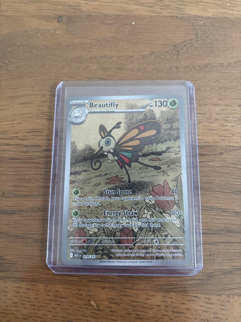 Beautifly 219/217 Art Rare NM Pokémon Kaart, Ophalen of Verzenden, Zo goed als nieuw, Losse kaart