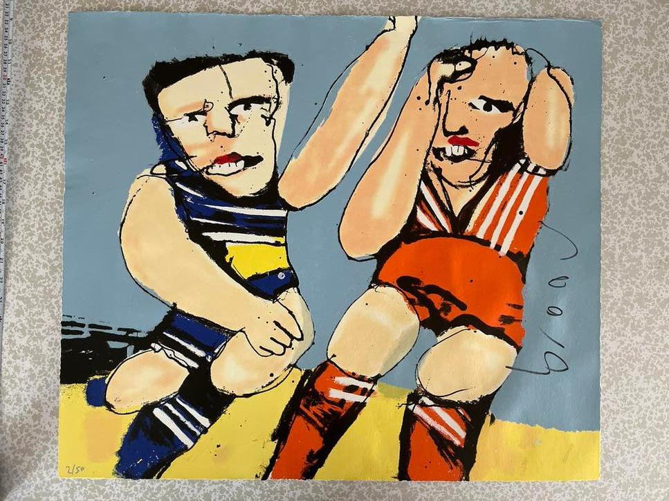 Herman Brood Zeefdruk 'Voetballers' (2/50) - 70x60 cm, Ophalen of Verzenden